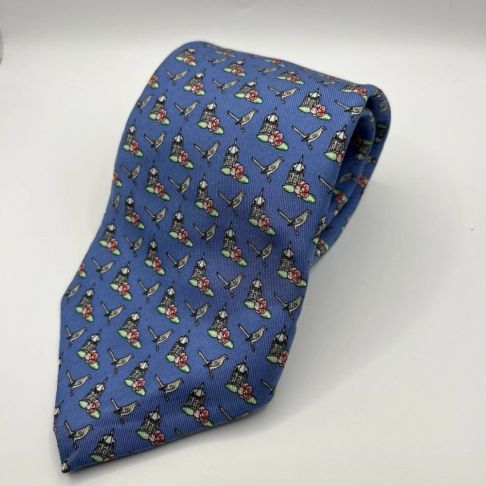 Vineyard Vines Men's Neck Tie Monroe County Heritage Museum Birds/Flowers